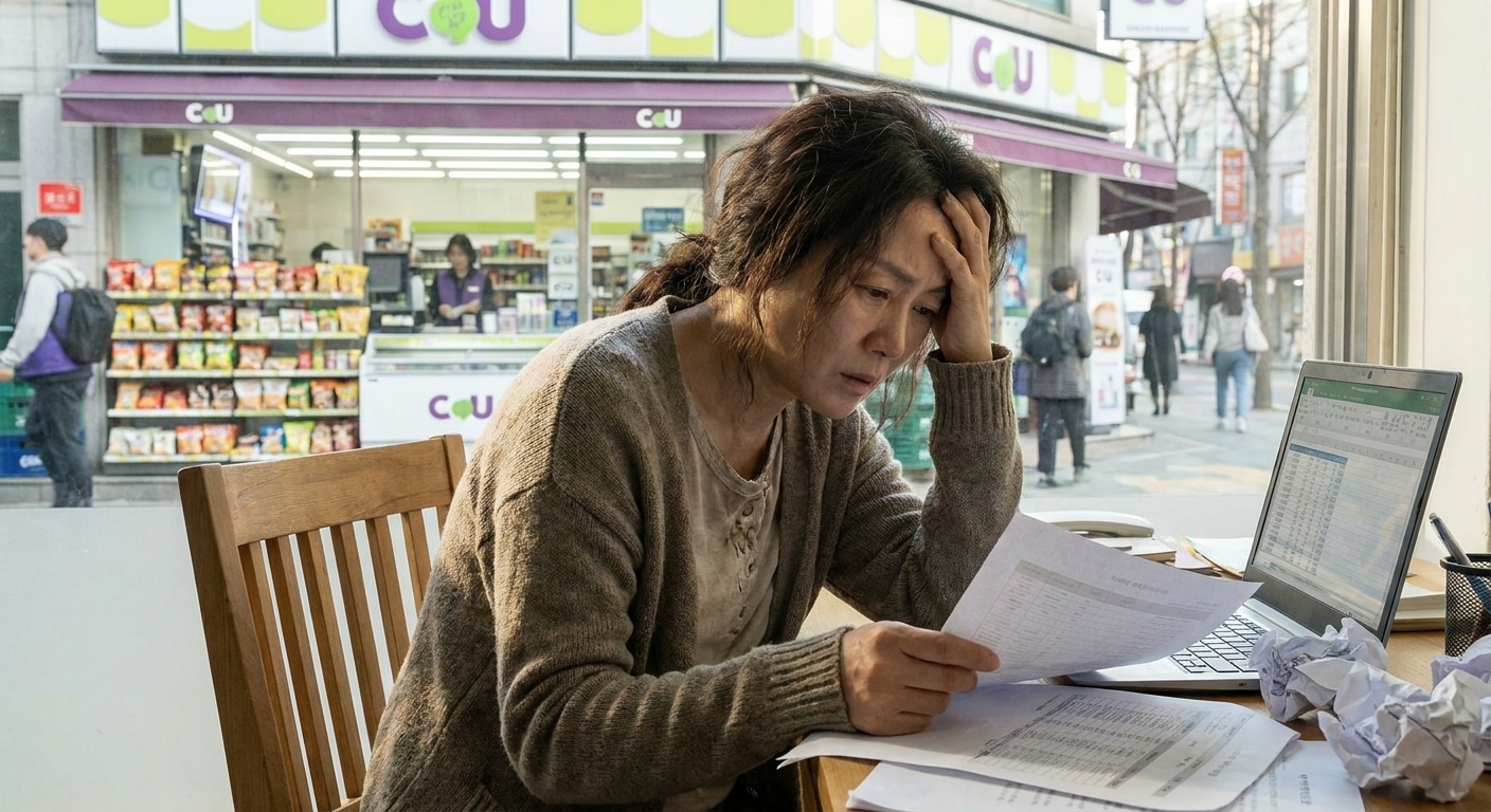 소상공인이 책상에서 대출 서류를 검토하는 모습